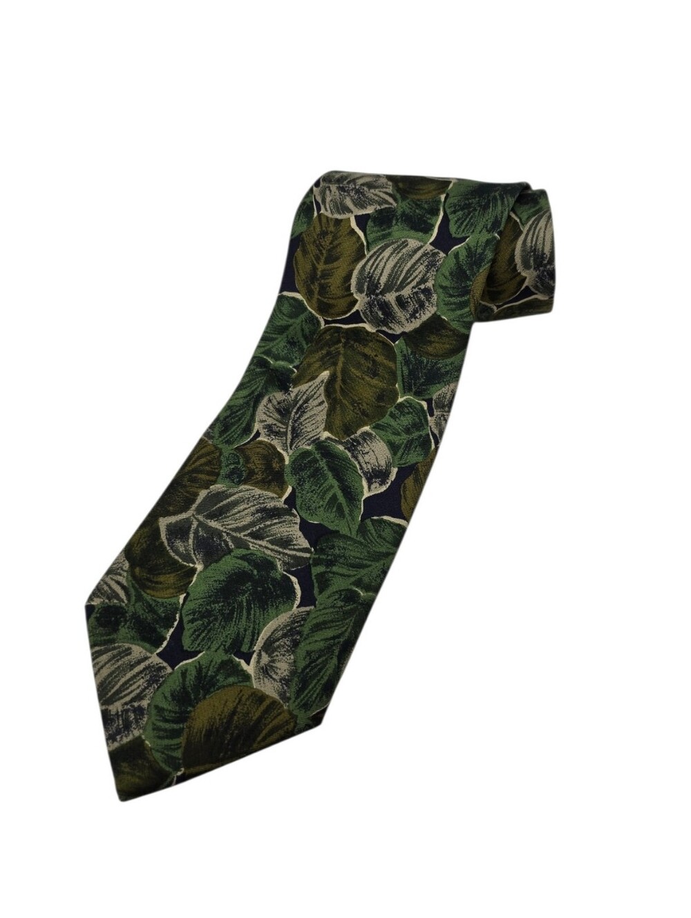 Daniel Hechter Paris Botanical Leaf Print Silk Tie Made In France Classic 3.5"